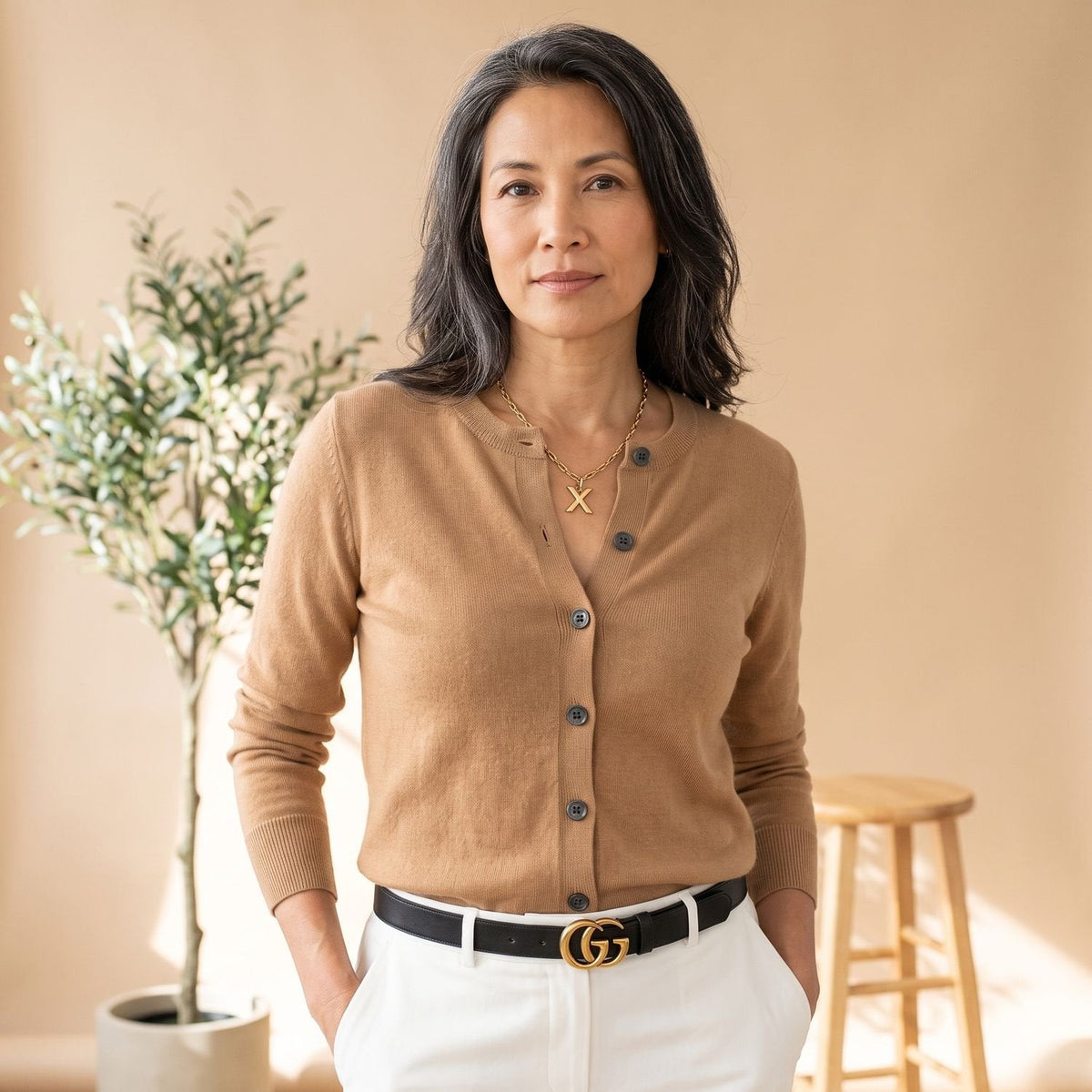 CAMILA cardigan in neutrale kleur voor dagelijks gebruik