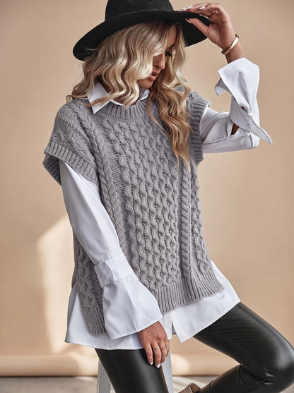 CARIEL mouwloos gebreid vest met kabelpatroon voor dames