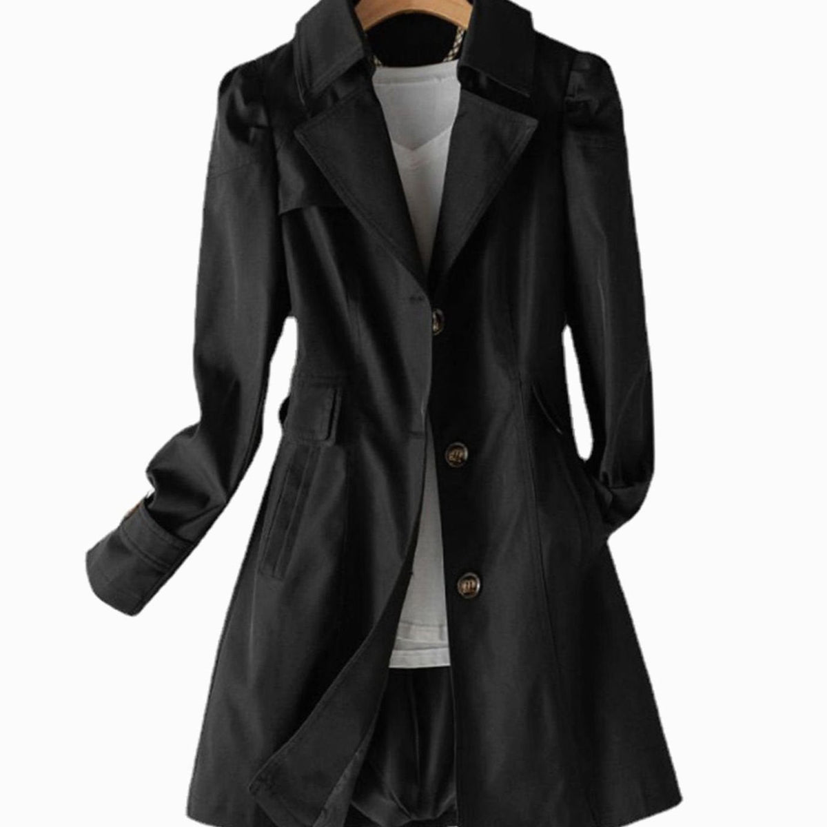 CORENTINE getailleerde damestrenchcoat met enkele rij knopen in klassieke stijl