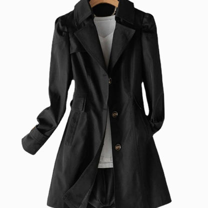 CORENTINE getailleerde damestrenchcoat met enkele rij knopen in klassieke stijl