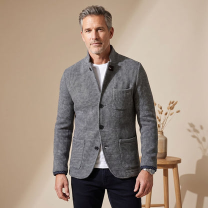Heren slim-fit gebreid vest met knopen in modieuze kleur