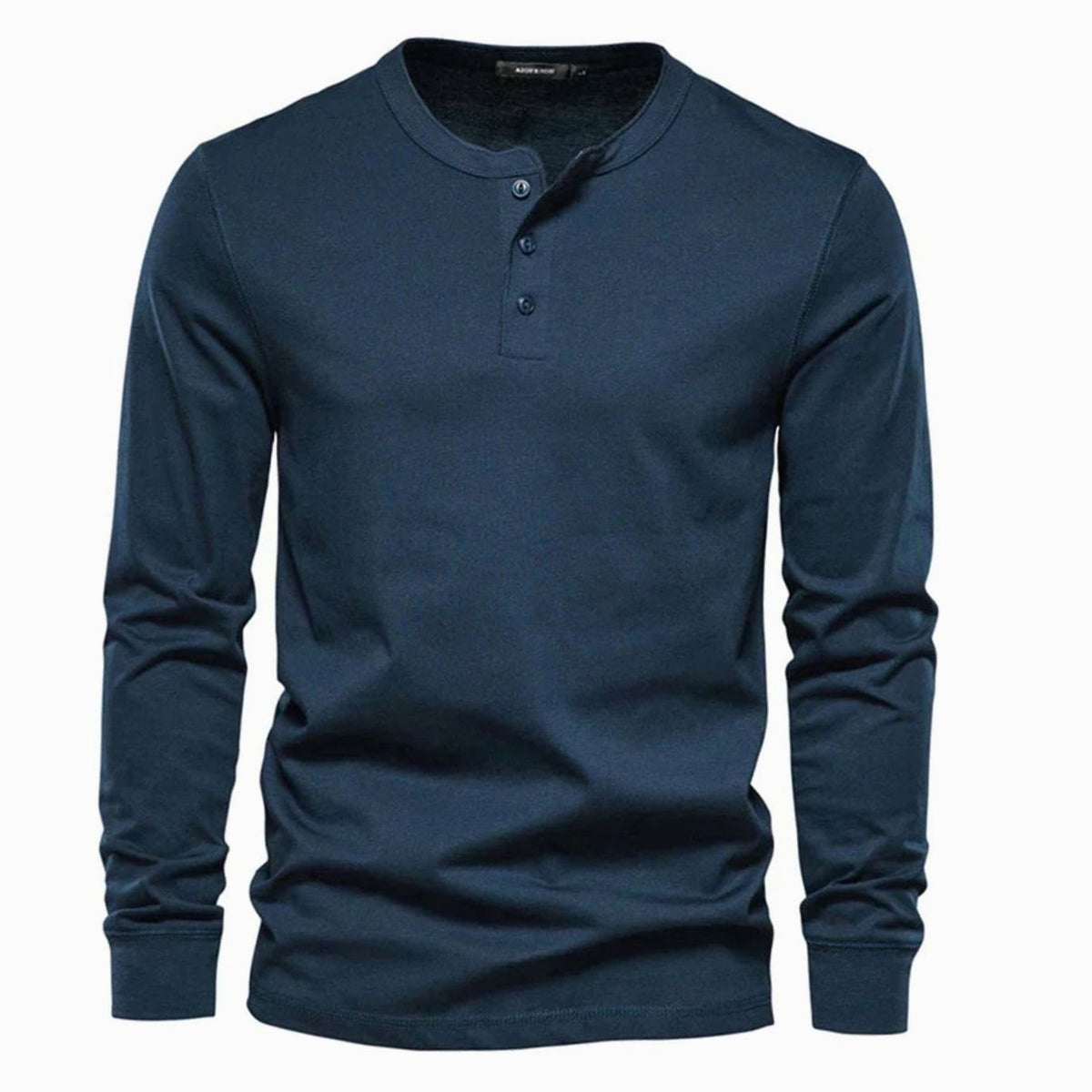 DALTON henley shirt voor heren met lange mouwen en knoopsluiting