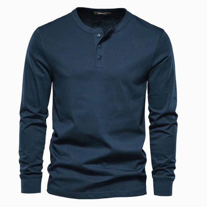DALTON henley shirt voor heren met lange mouwen en knoopsluiting