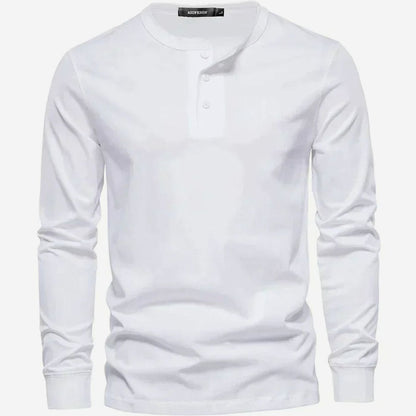 Heren henley shirt DALTON gedragen onder een overshirt
