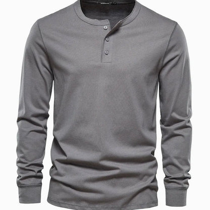 Detailfoto van de zachte stof van het DALTON henley shirt