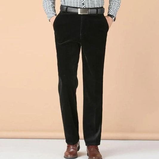 Heren fluwelen pantalon met rechte pijp in tailored fit, formele look