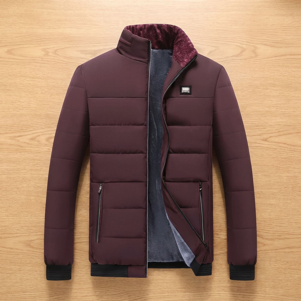 Close-up van de fleece binnenvoering van de DOMINIK winterjas