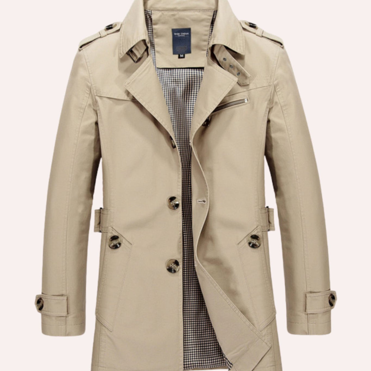 DORIAN trenchcoat met gespen bij de mouwmanchetten, close-up