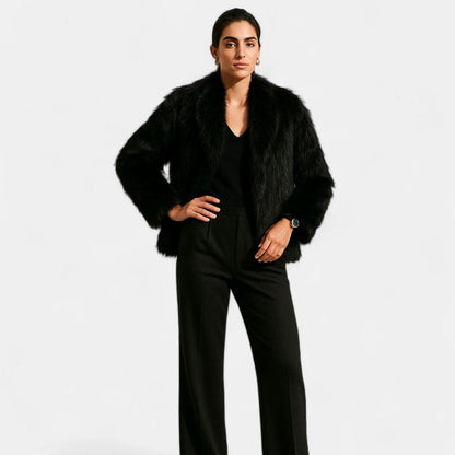 FARIELLE cropped faux fur jas met oversized kraag voor dames