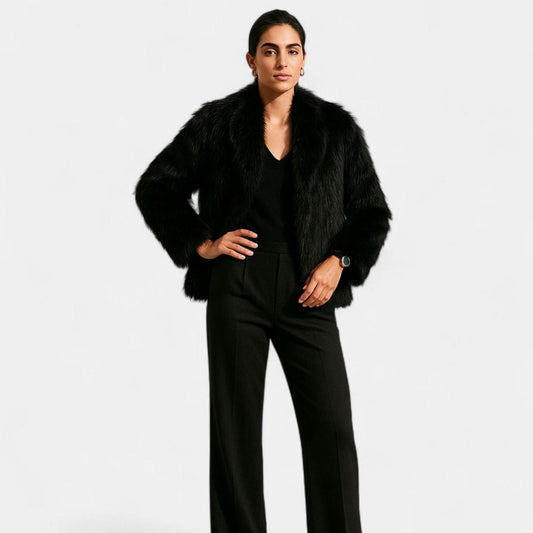 FARIELLE cropped faux fur jas met oversized kraag voor dames