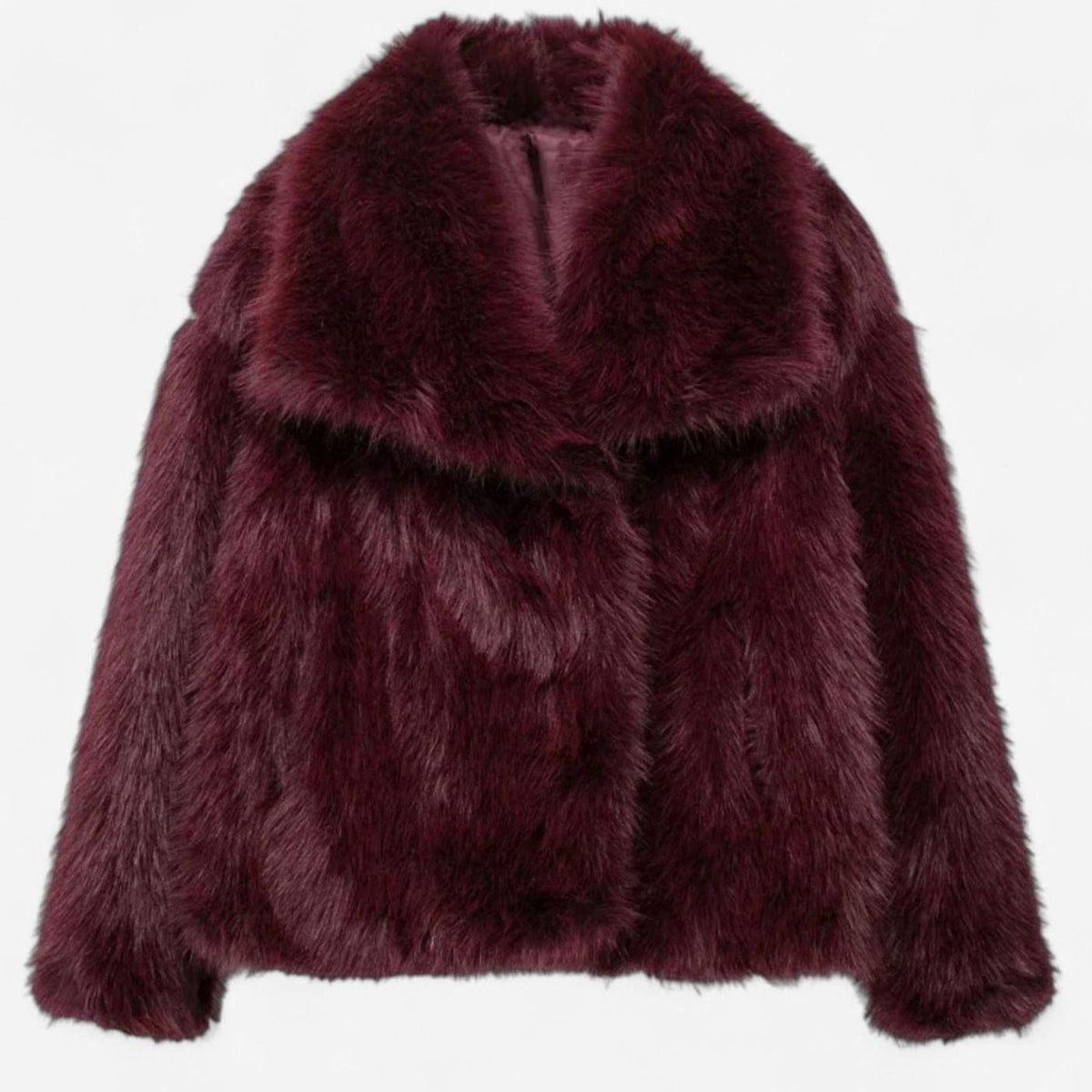 Vooraanzicht van de FARIELLE cropped jas met plush textuur