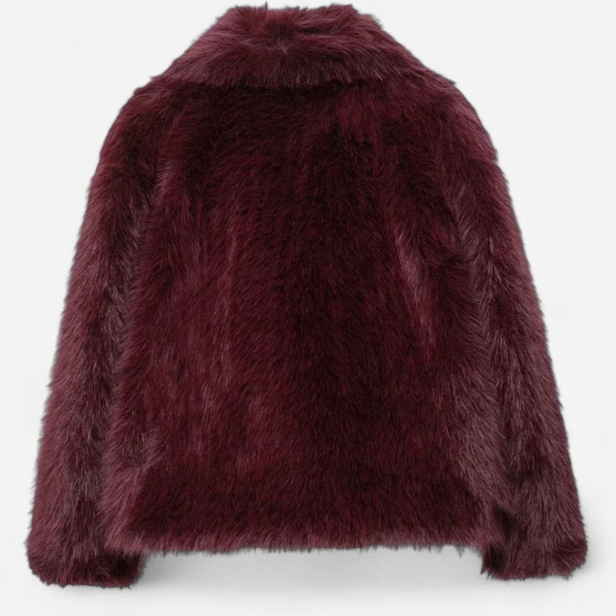 Detail van de zachte faux fur stof van de FARIELLE jas