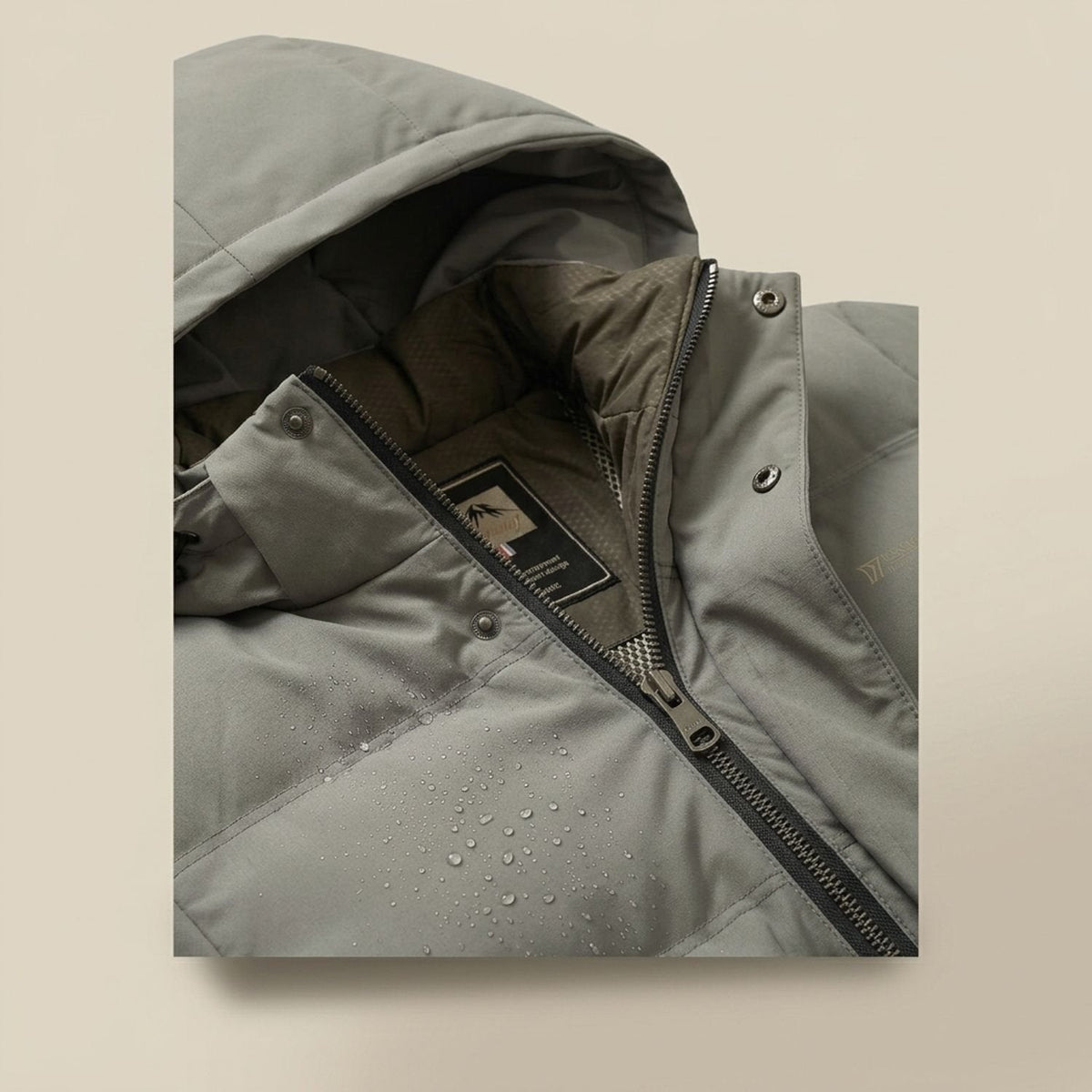 Heren winterjas in de kleur grijs, vooraanzicht