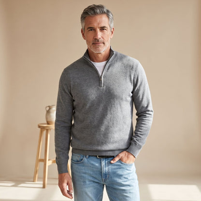 Kleurvarianten van de heren gebreide pullover met kwartrits