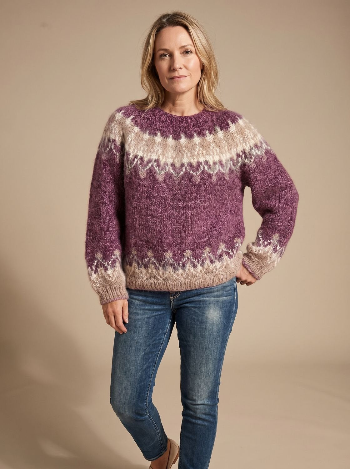FROJA nordische jacquard kersttrui voor dames met ronde hals