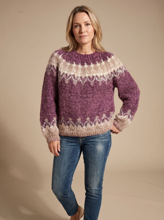 FROJA nordische jacquard kersttrui voor dames met ronde hals