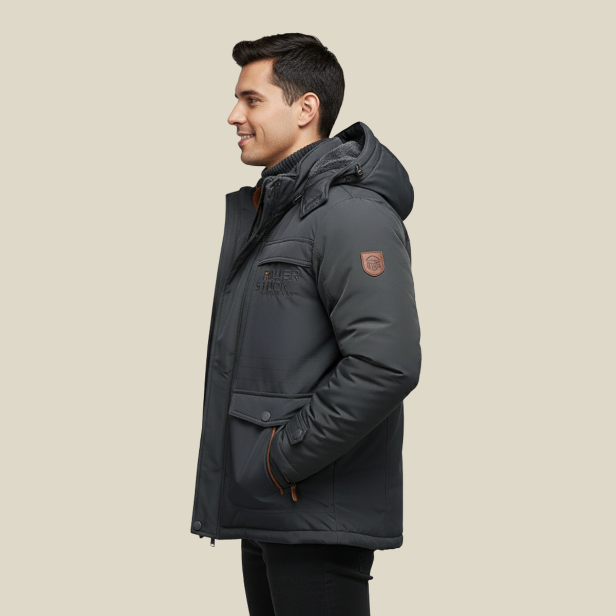 Detailfoto van de warme voering in de FROSTELL winterjas
