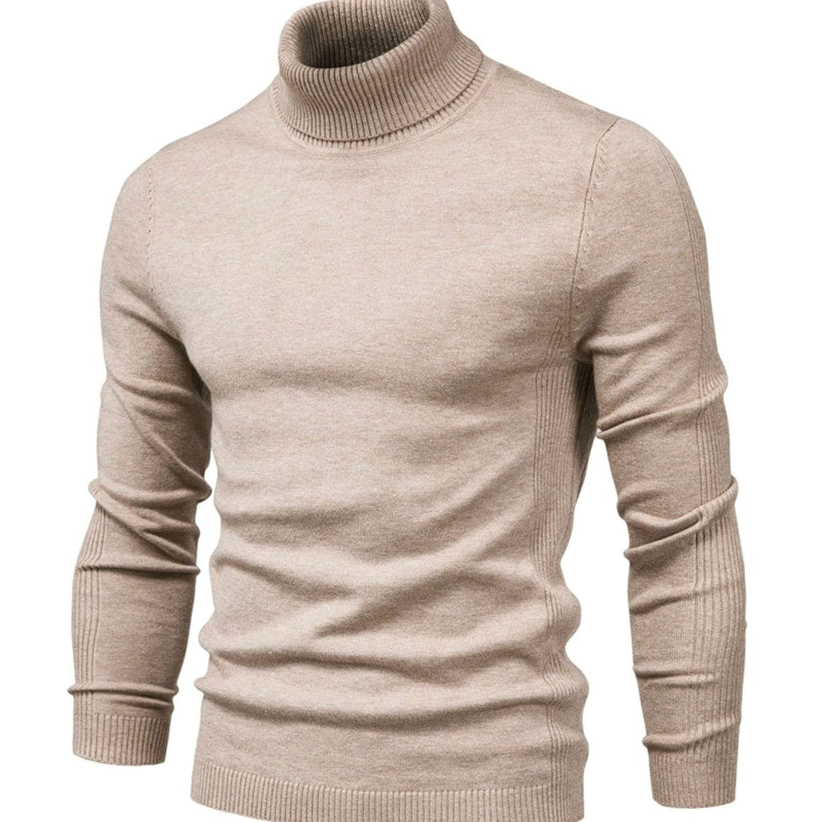 Achteraanzicht van de slim-fit coltrui in geribde brei