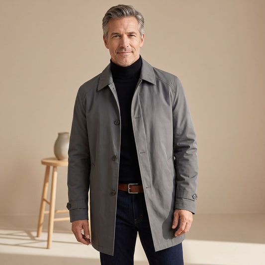 Heren trenchcoat HARVEY in klassieke regular fit met knoopsluiting