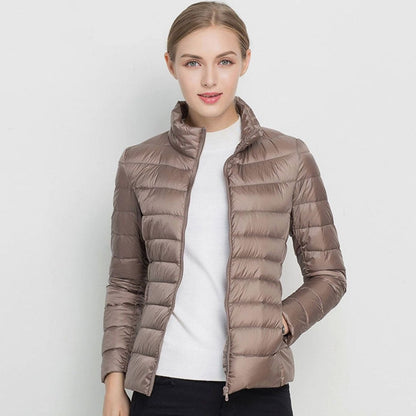 KIRENA slim-fit puffer winterjas voor dames met opstaande kraag