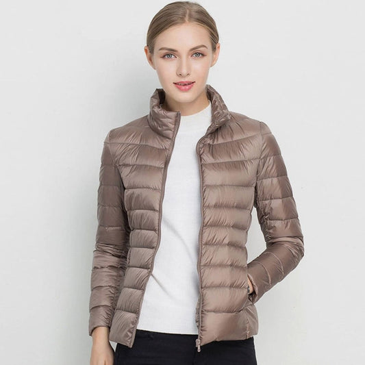 KIRENA slim-fit puffer winterjas voor dames met opstaande kraag