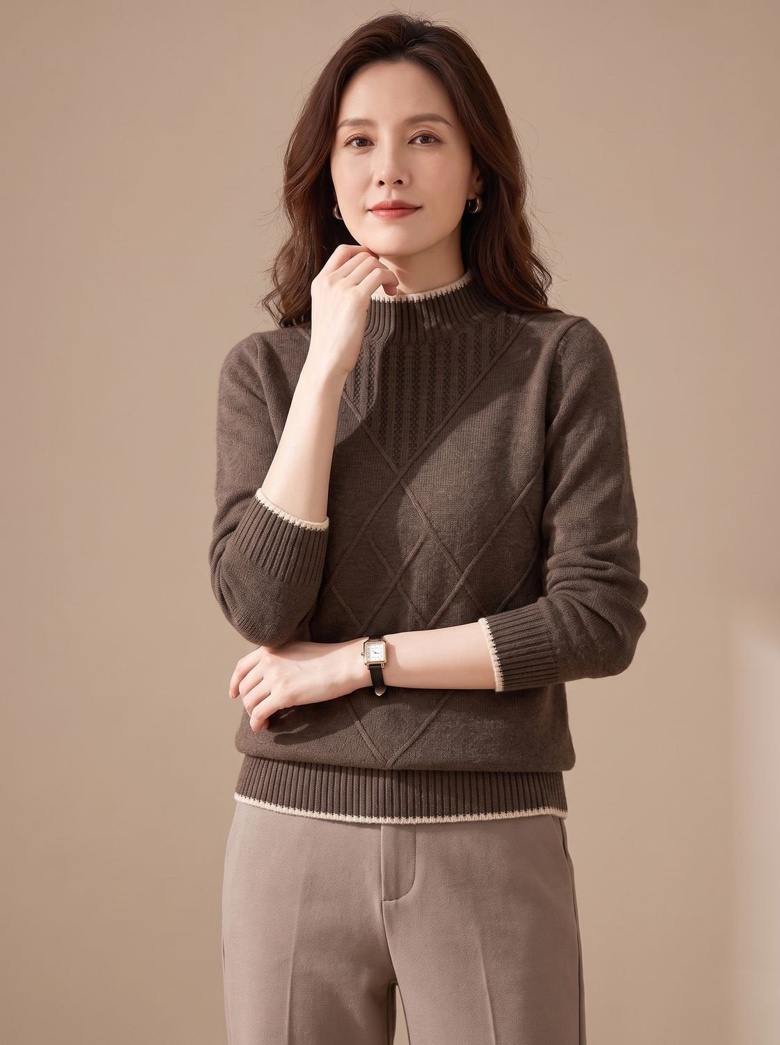LENKA coltrui in khaki en bruin kleurvariant