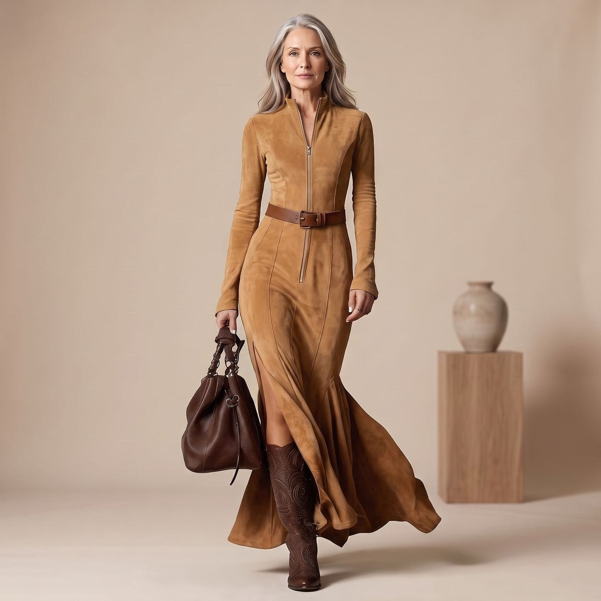 LYRA jurk in een alledaagse outfit met trenchcoat