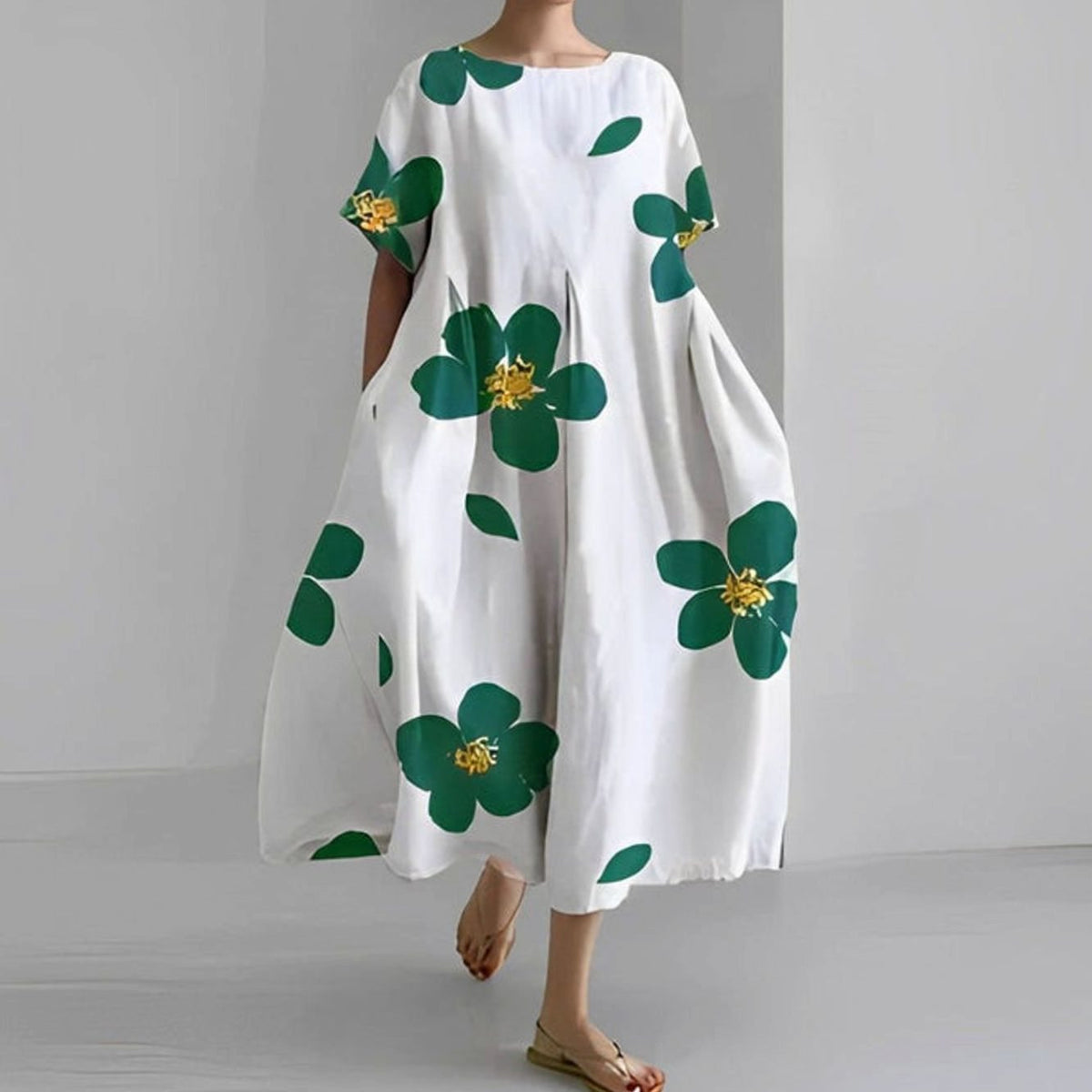 MARLENE midi-jurk met bloemenprint, vooraanzicht