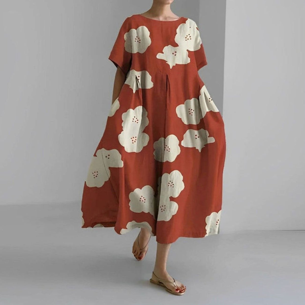 Midi-jurk met bloemenprint, volledige lengte