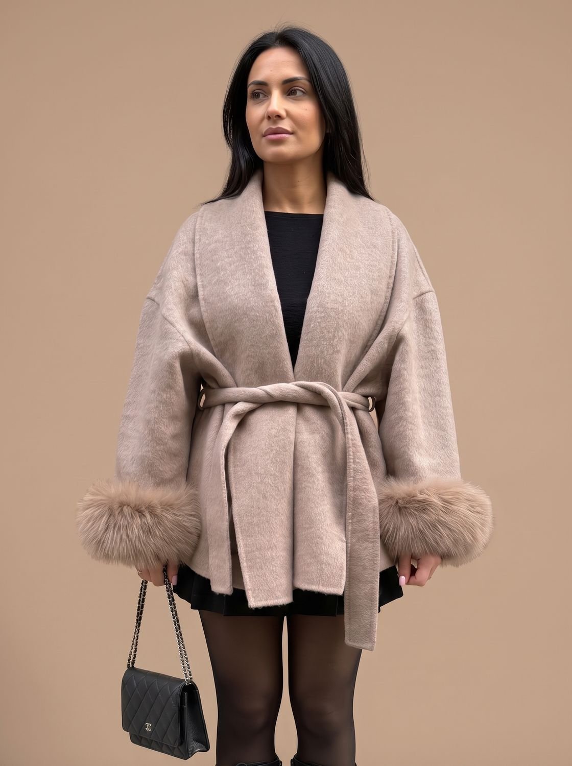 MIRELLE mantel in de kleur grijs, volledige lengte