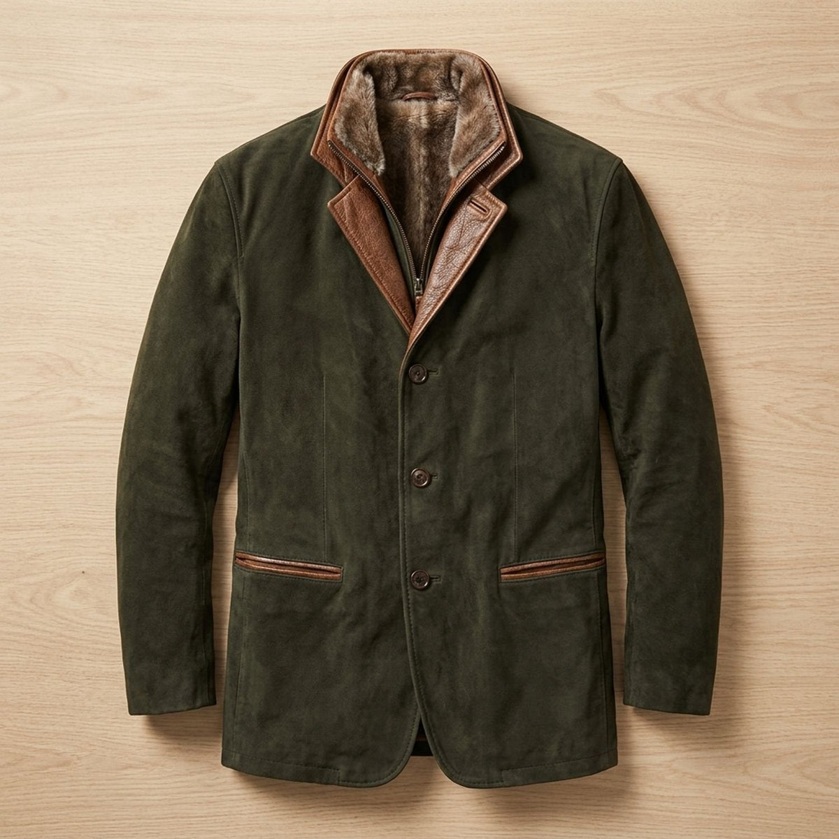 Model draagt NOLAN vintage jasje gecombineerd met jeans