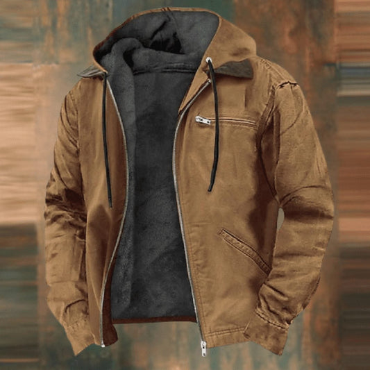 NORDVIK fleece gevoerde hoodie jas met rits voor heren, vooraanzicht