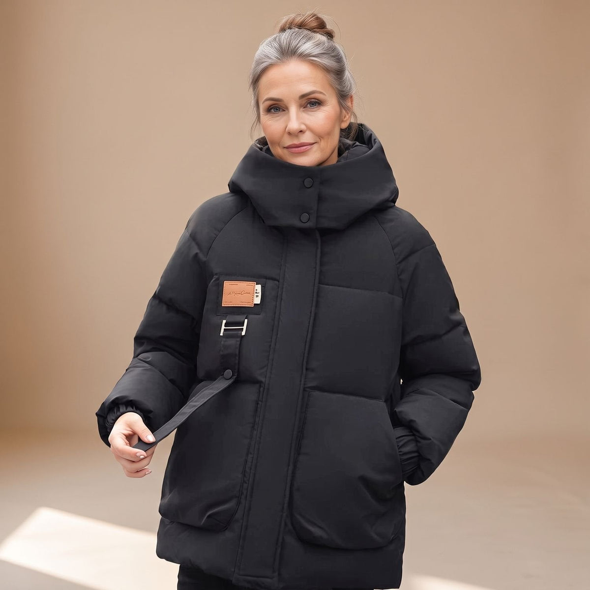 PELLORA oversized gewatteerde damesjas met capuchon in stadslook