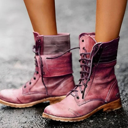 RAVEN combat boots met vetersluiting en omslagbare boord voor dames