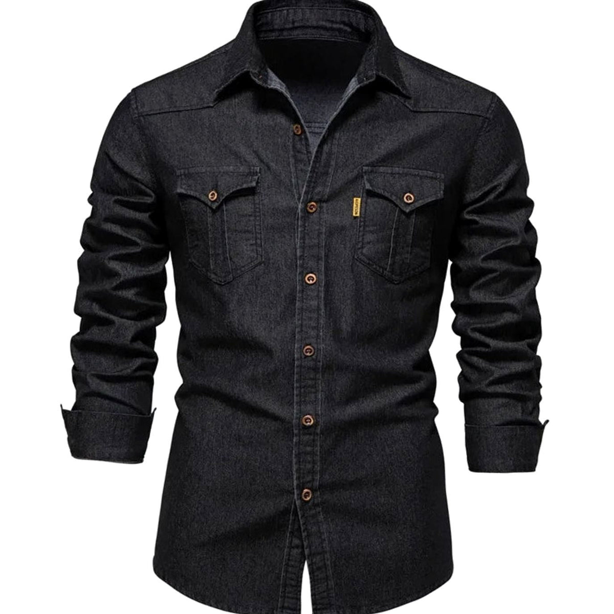 Klassieke kraag en knoopsluiting van het heren denim shirt