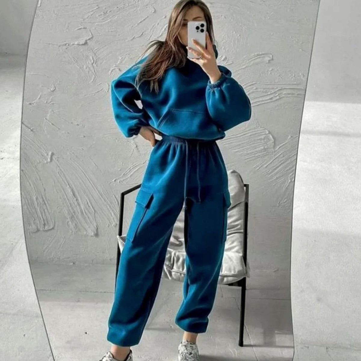 RILEY oversized hoodie en cargo joggingbroek set voor dames in streetwear-stijl
