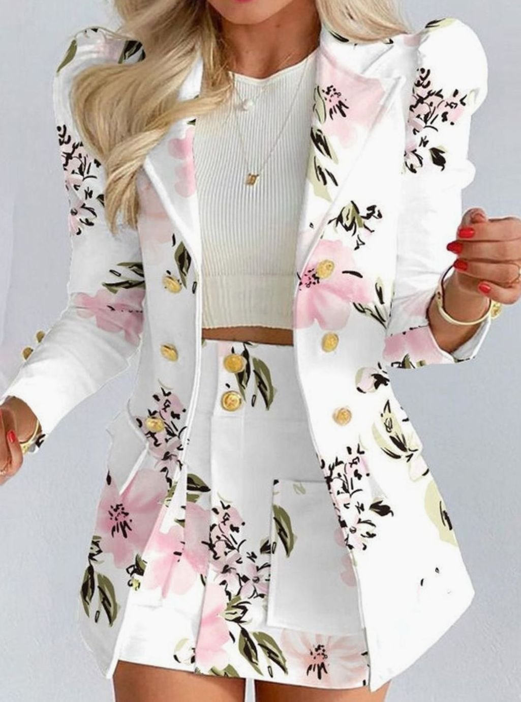 Bloemenrok van het SELARA co-ord set, close-up van het patroon