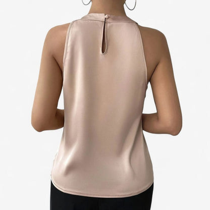 SOLVANA halter top in beige, ideaal voor feestelijke gelegenheden