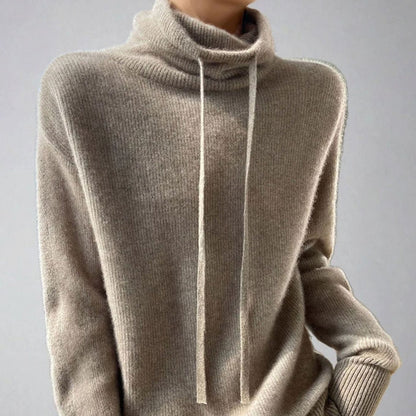 TALIA slouchy coltrui in effen kleur, vooraanzicht met verstelbare hals