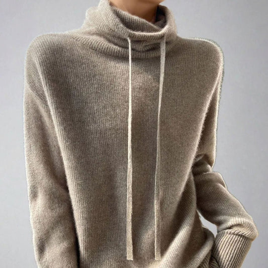 TALIA slouchy coltrui in effen kleur, vooraanzicht met verstelbare hals