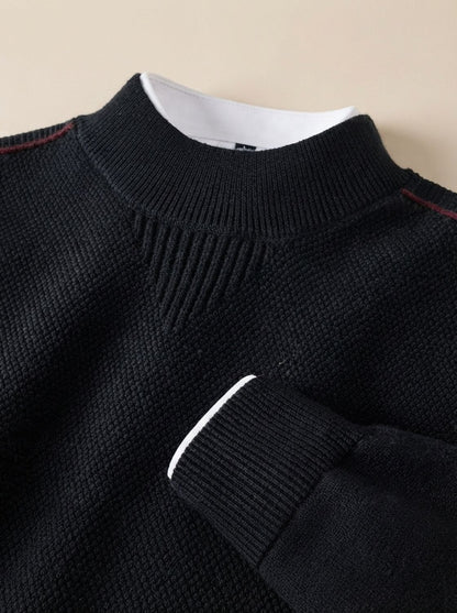 Casual outfit met jacquard pullover en chino