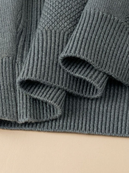 Detailfoto van de stof en textuur van de pullover