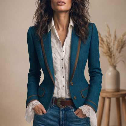Volledige lengte van de getailleerde visgraat blazer