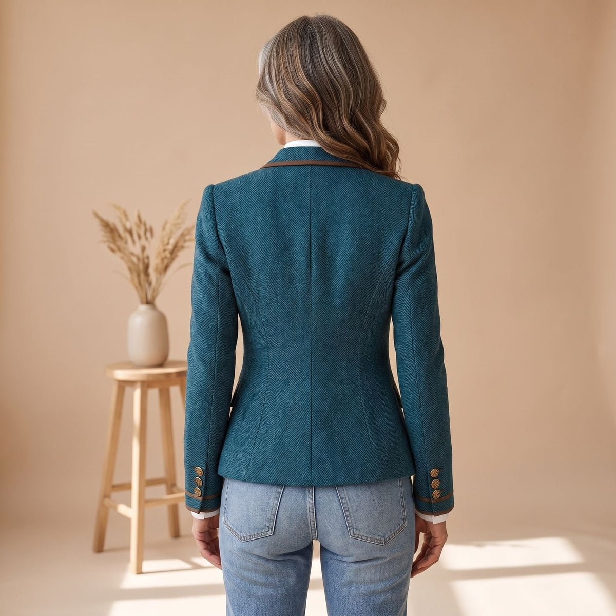 Blazer gecombineerd met jeans voor een casual look