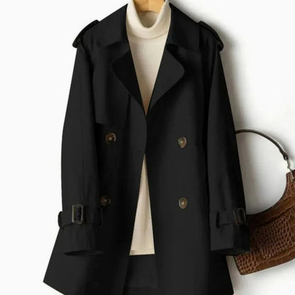 VIVIENNE dubbelrijse trenchcoat met ceintuur voor dames, vooraanzicht