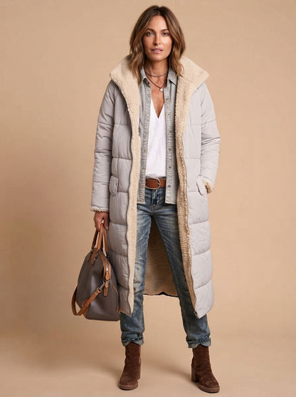 WINTERIN jas gecombineerd met jeans en laarzen