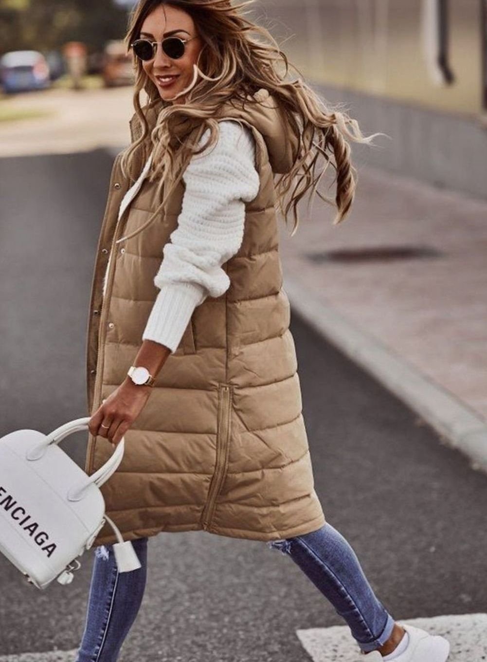 WRENLEY vest in beige en zwart, stijlvolle winterlook voor dames