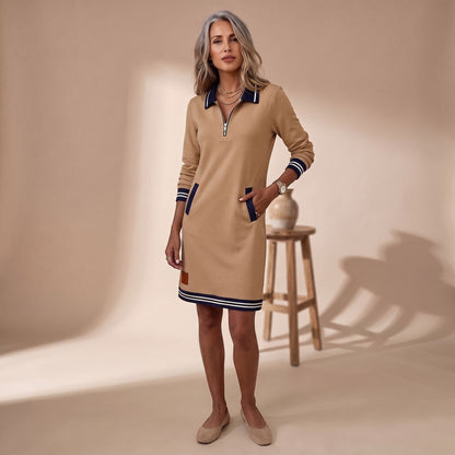 ZINORA jurk gecombineerd met enkellaarsjes voor een elegante look